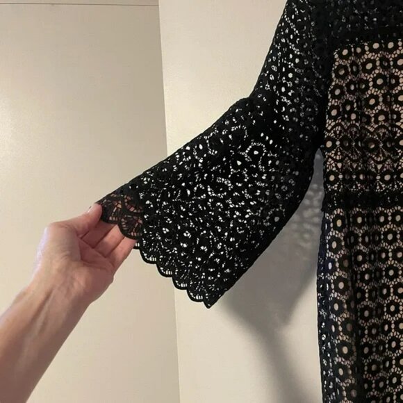 J. CREW BELL Sleeve DAISY Lace SHEATH Dress BLACK/NUDE - Picture 4 of 10